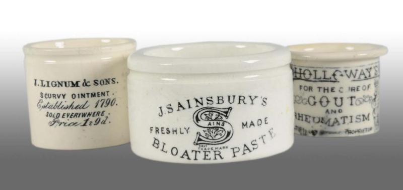 Appraisal: Lot of Pot Lids Description Lingum Sons Ointment Sainsbury's Bloater