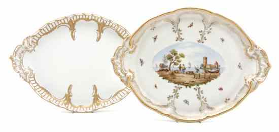 Appraisal: Two Berlin K P M Porcelain Trays each of shaped