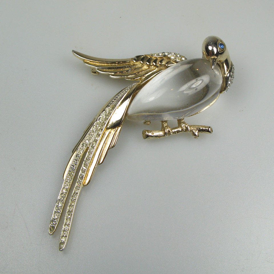 Appraisal: Coro Bird Brooch with a lucite body and set with