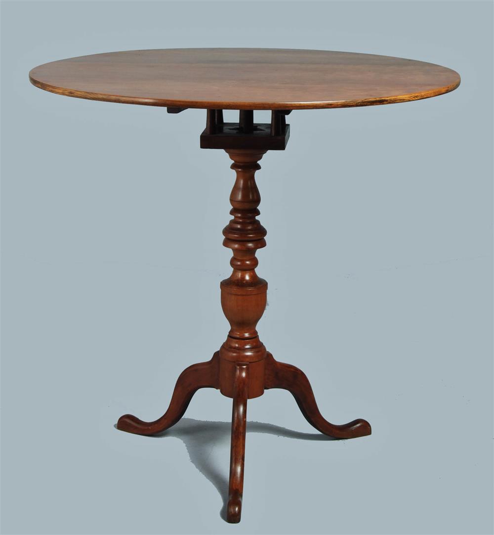 Appraisal: AMERICAN QUEEN ANNE STYLE CHERRYWOOD TILT TOP TEA TABLE circular