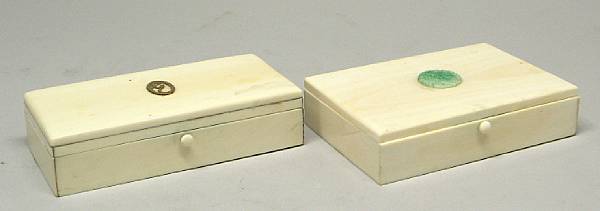 Appraisal: Two English ivory rectangular jewelry boxes first quarter th century