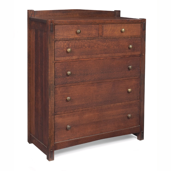 Appraisal: Charles Stickley dresser similar to Gustav Stickley peaked top rail