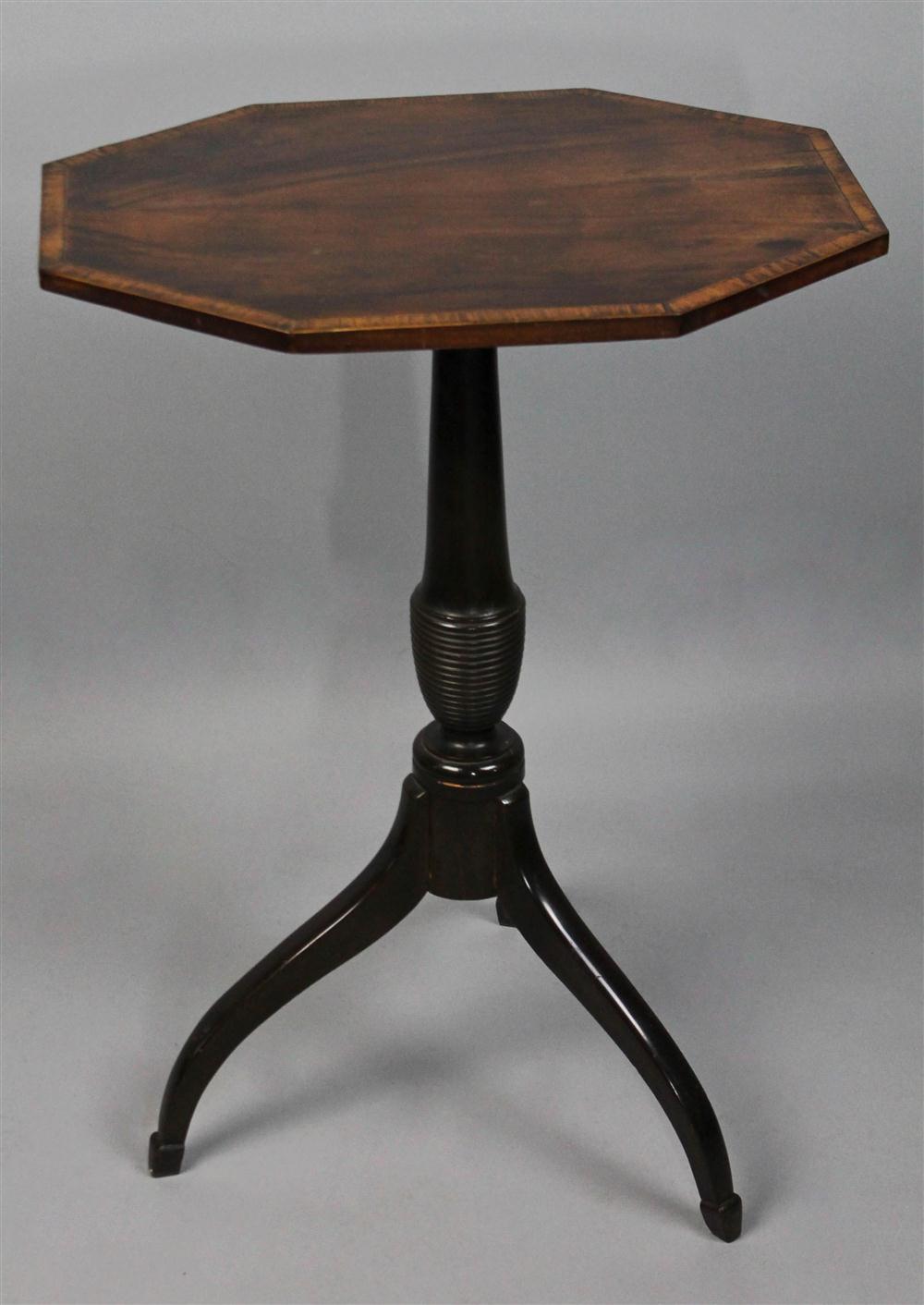 Appraisal: FEDERAL INLAID MAHOGANY CANDLESTAND having a rectangular tilting top with