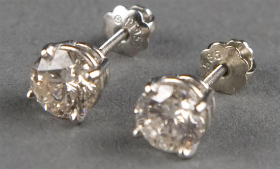 Appraisal: Pair of diamond stud earrings Approximately carat total weight CTW