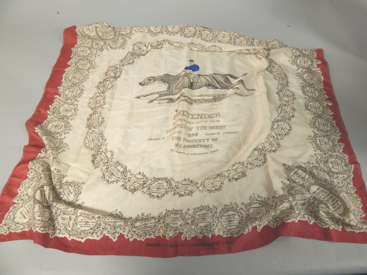 Appraisal: A Victorian silk scarf made to commemorate the winner of