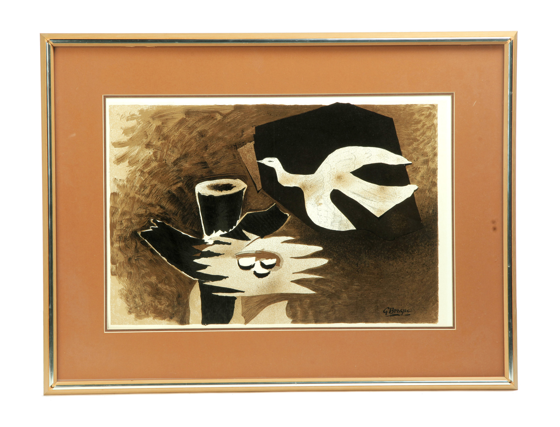 Appraisal: FRAMED AND MATTED LITHOGRAPHIC PRINT AFTER GEORGE BRAQUE Twentieth century