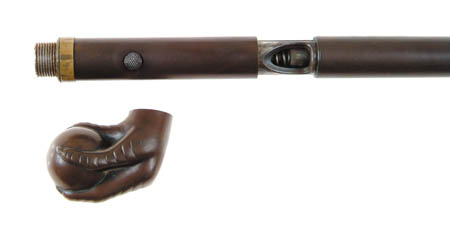 Appraisal: VERY RARE PERCUSSION BALL AND CLAW REMINGTON CANE GUN Cal