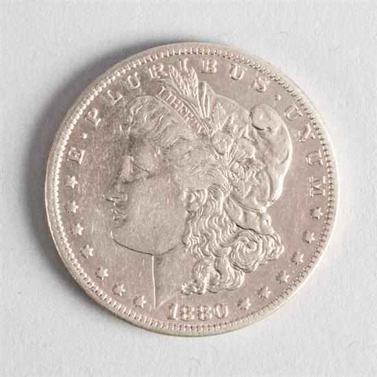 Appraisal: United States Morgan silver dollar CC AU- second reverse ''