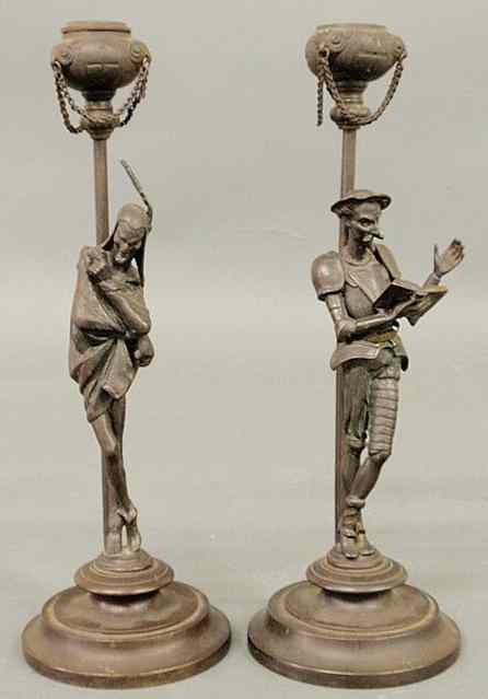 Appraisal: Pair of candlesticks c of Don Quixote and an Indian