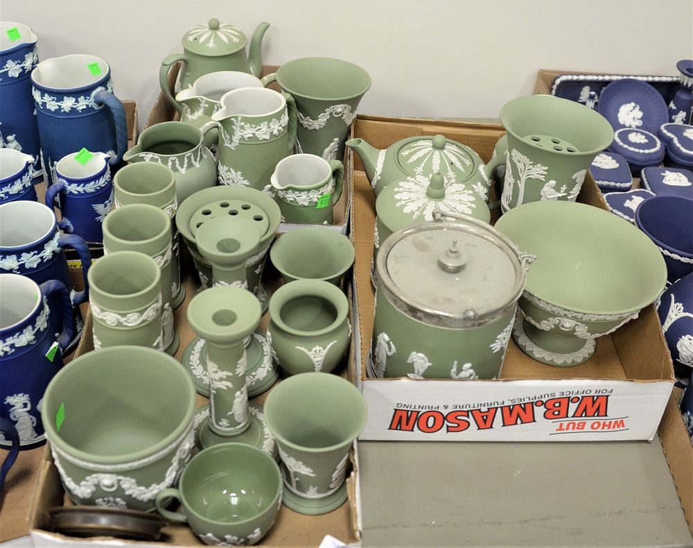 Appraisal: Three Tray Lots of Moss Green Wedgwood Jasperware to include