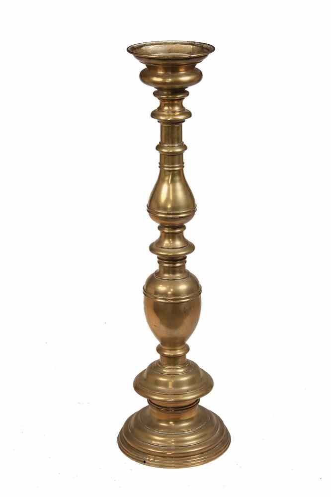 Appraisal: TALL BELL METAL PEDESTAL - Early Dutch Heavy Cast and