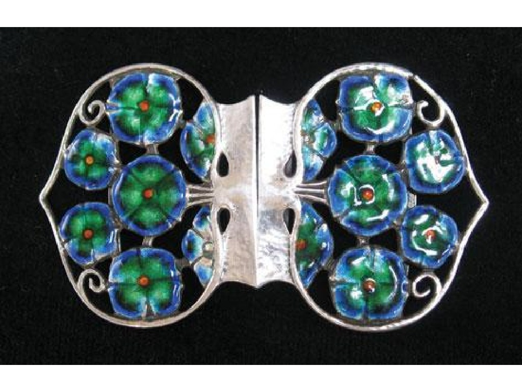 Appraisal: LIBERTY CO A SILVER AND ENAMEL BUCKLE each half in