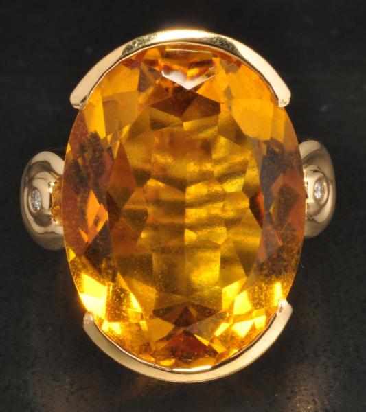 Appraisal: K Y Gold Diamond Citrine Ring Description Diamonds ctw Citrine