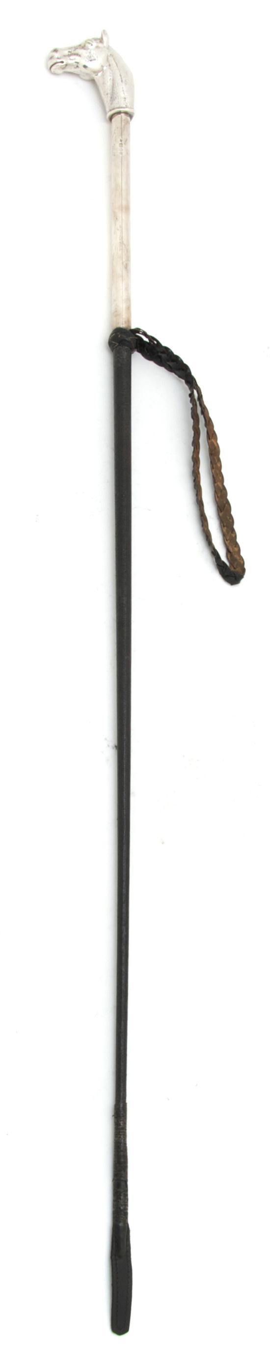 Appraisal: n English Silver Riding Crop th century maker's mark JAC