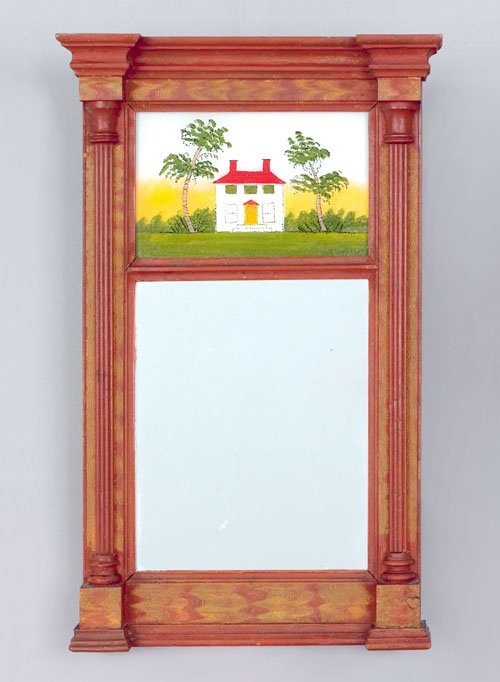 Appraisal: Pennsylvania painted mirror th c with yellow and red grained