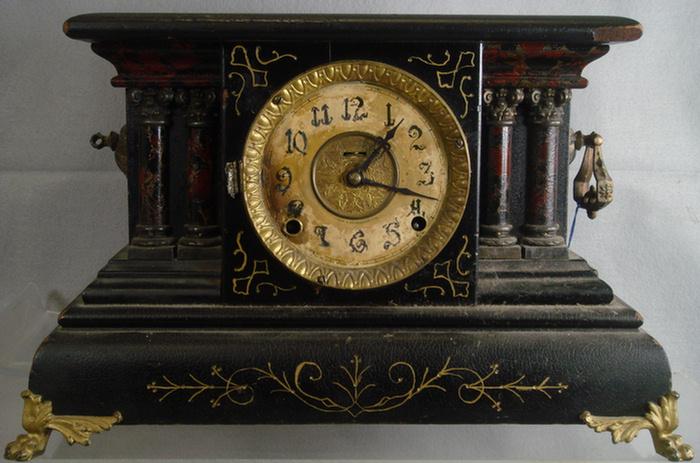 Appraisal: Ingraham blaqck wood mantle clock missing door rough dial w