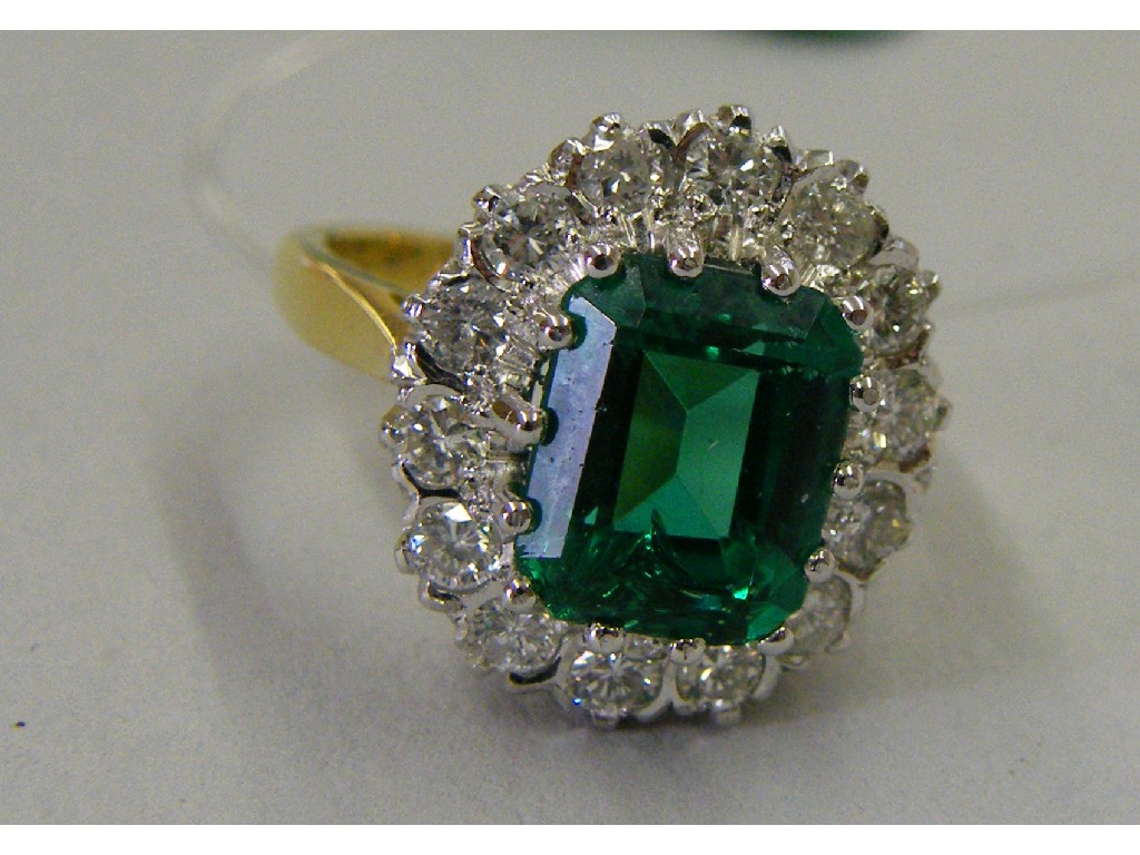 Appraisal: ct synthetic emerald and diamond cluster ring size I