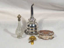 Appraisal: A mixed lot comprising a silver plated wine funnel with