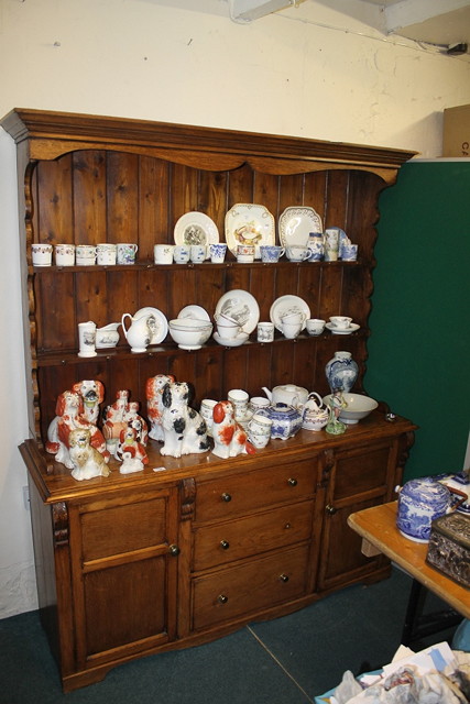 Appraisal: AN OAK DRESSER with raised back the front fitted drawers