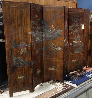 Appraisal: Chinese Six Panel Wood Screen Chinese Coromandel six panel screen