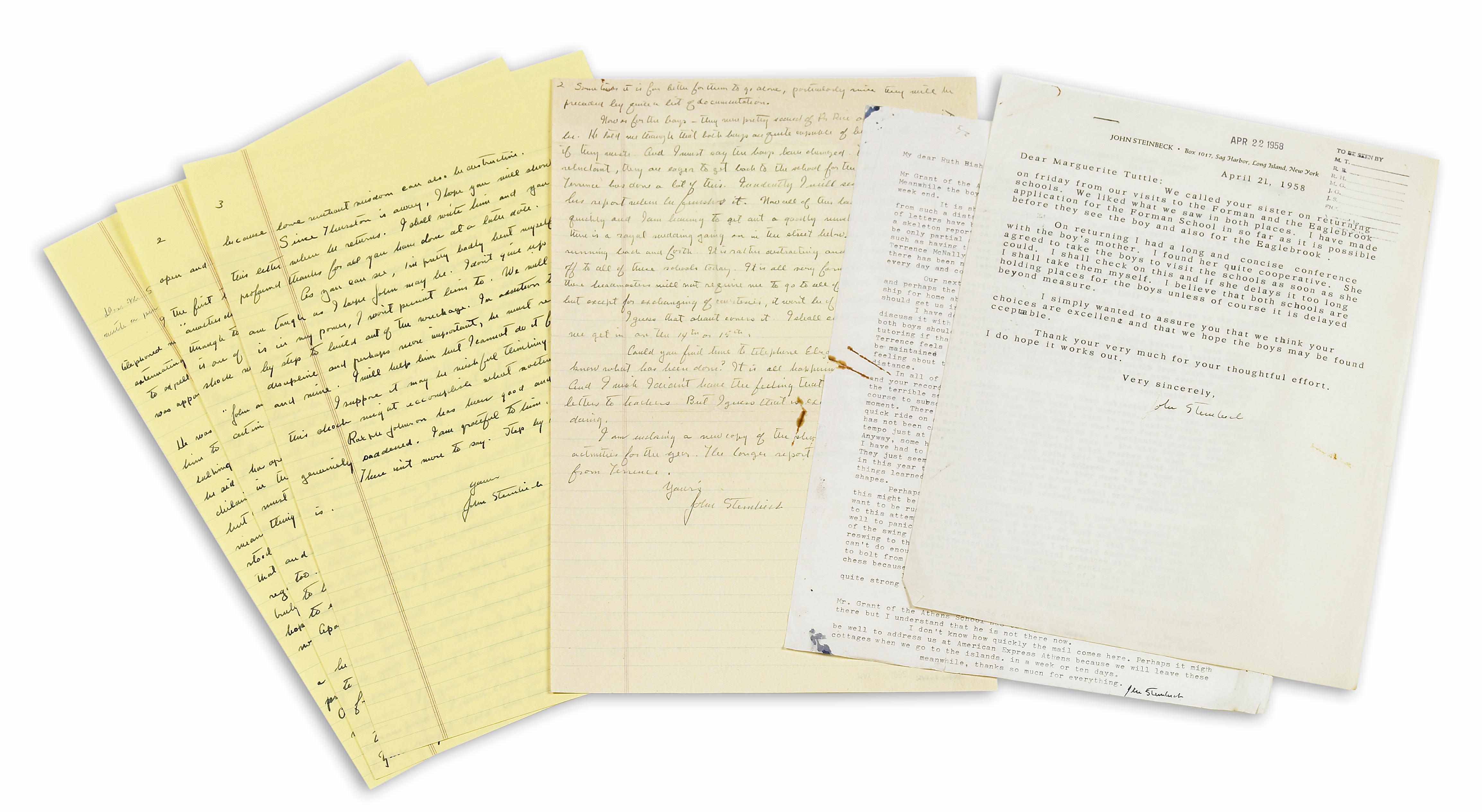 Appraisal: STEINBECK JOHN - Autograph Letters Signed and Typed Letters Signed