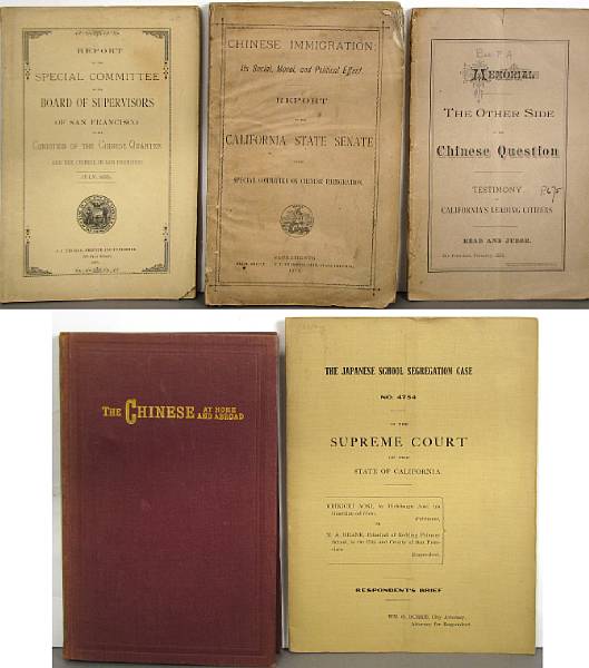 Appraisal: SAN FRANCISCO-CHINESE EXCLUSION Large group of material pamphlets extracts broadsides