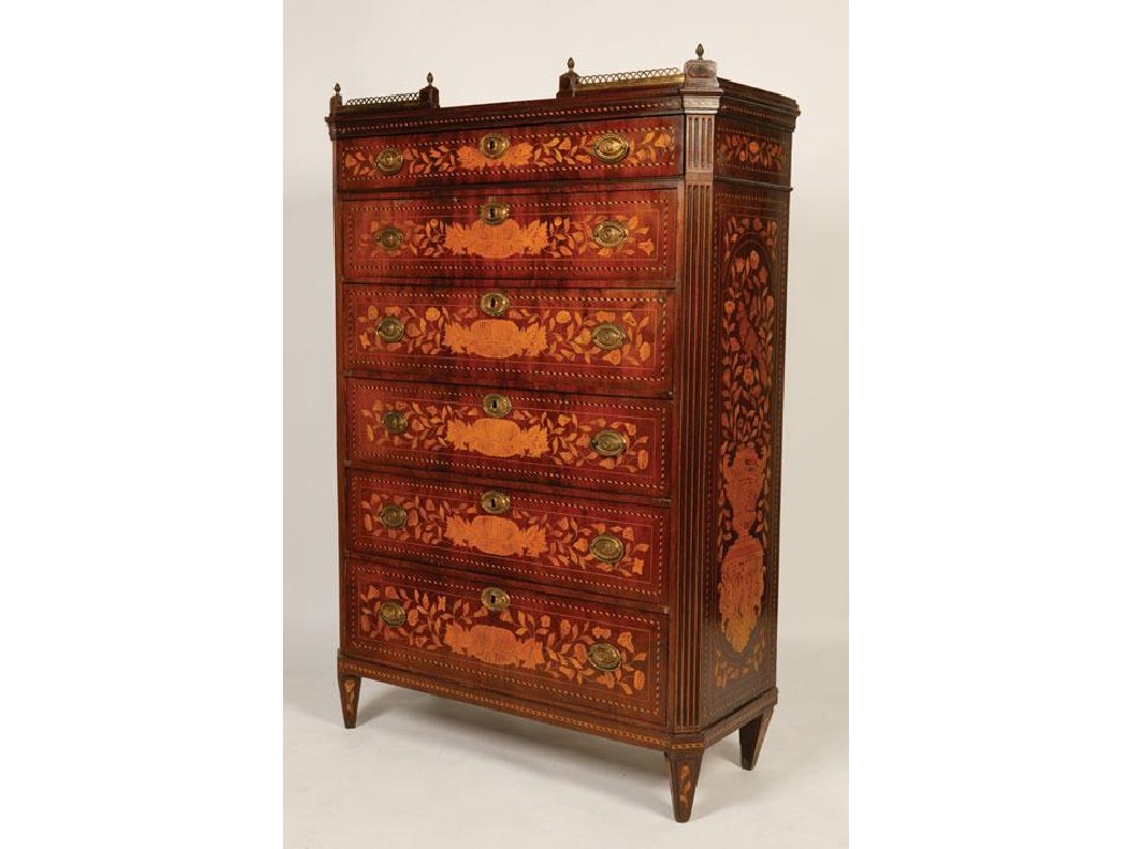 Appraisal: A TH CENTURY DUTCH MARQUETRY CHEST OF DRAWERS the rectangular