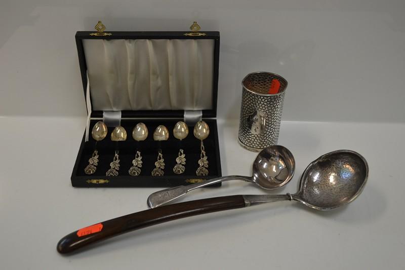 Appraisal: SMALL GROUP OF SILVER INCL LADEL BOXED SET OF SPOONS