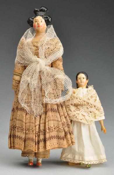 Appraisal: Lot of German Papier-M ch Lady Dolls Description Papier-m ch