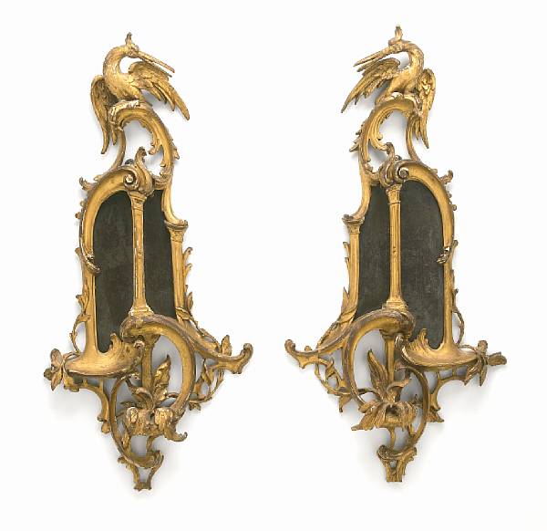 Appraisal: A pair of George III style carved giltwood wall brackets