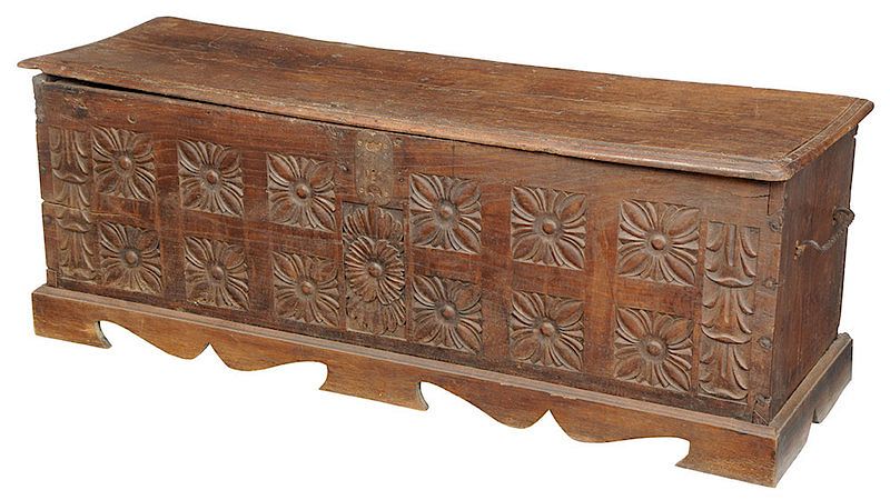 Appraisal: Baroque Carved Oak Cassone possibly French th th century molded