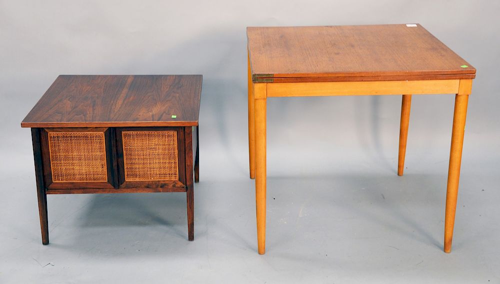 Appraisal: Three piece lot to include 's caned walnut stand with