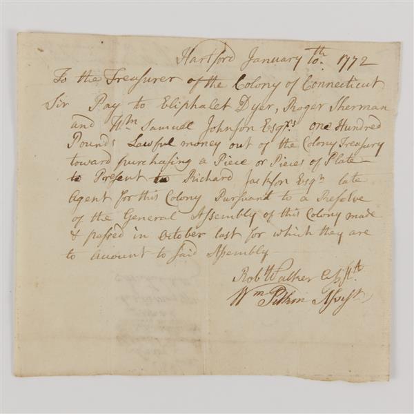 Appraisal: Roger Sherman letter only person to sign all four founding