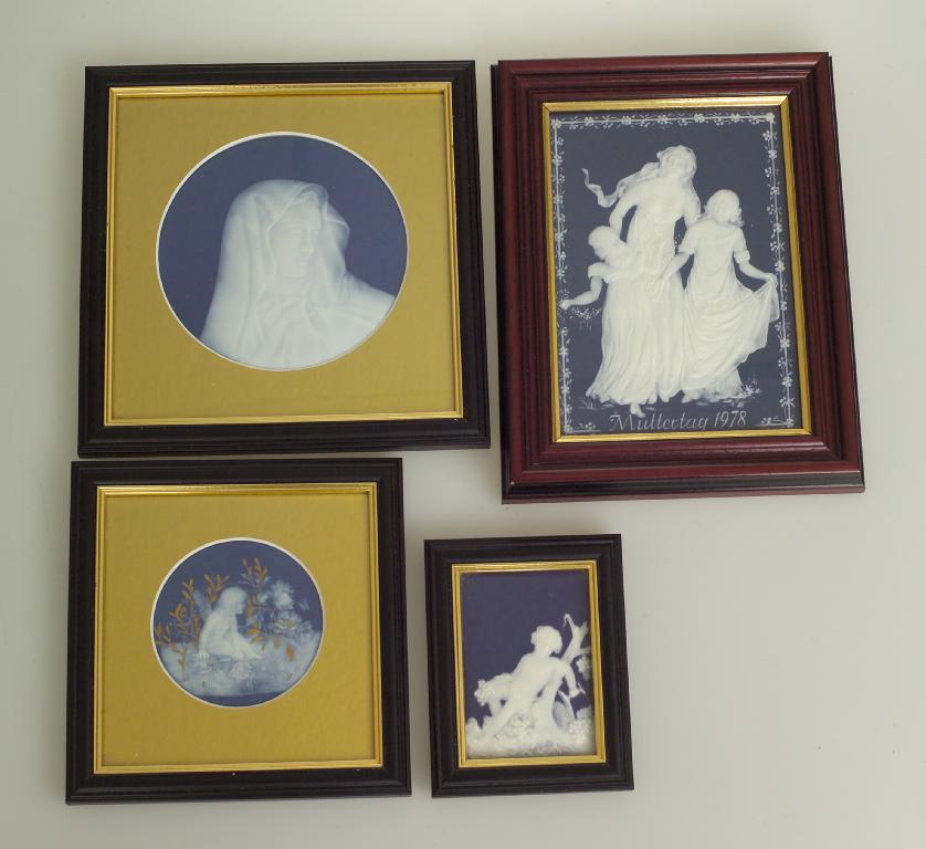 Appraisal: GROUP OF FOUR CONTINENTAL PATE SUR PATE PORCELAIN PLAQUES th