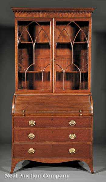 Appraisal: A Good George III Plum Pudding Mahogany Bureau Bookcase late