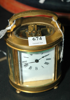 Appraisal: A BRASS CASED CARRIAGE CLOCK