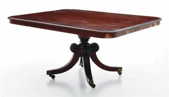 Appraisal: Regency mahogany dining table circa rectangular molded top with rounded