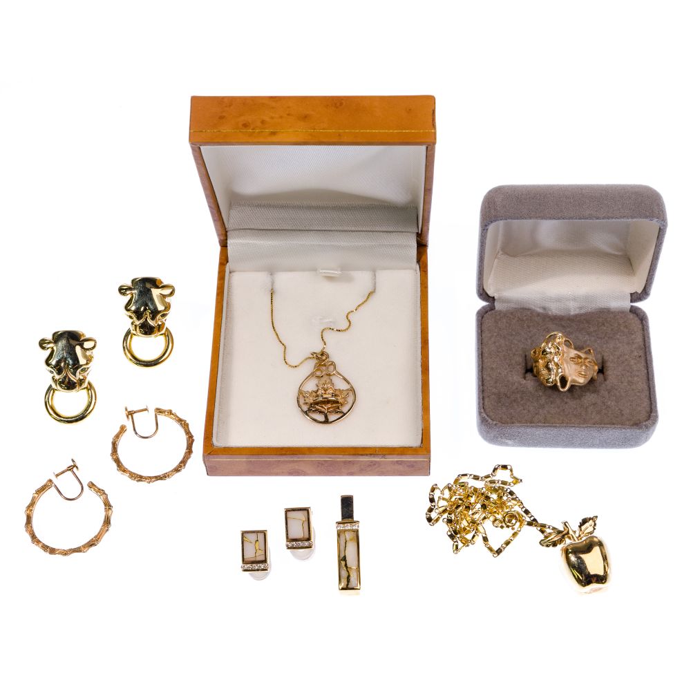 Appraisal: K YELLOW GOLD JEWELRY ASSORTMENT items including pairs of earrings