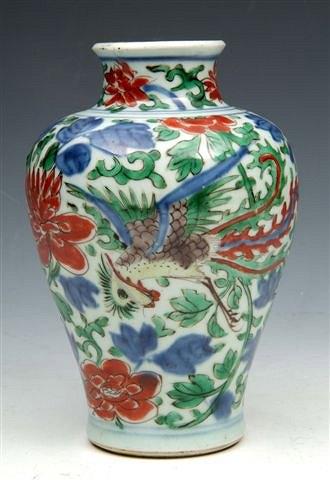 Appraisal: A CHINESE PORCELAIN BALUSTER VASE decorated oriental birds in polychrome