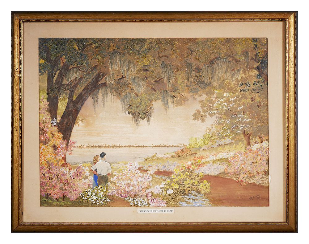 Appraisal: FLORIDA Watercolor Landscape Early th century watercolor landscape with two