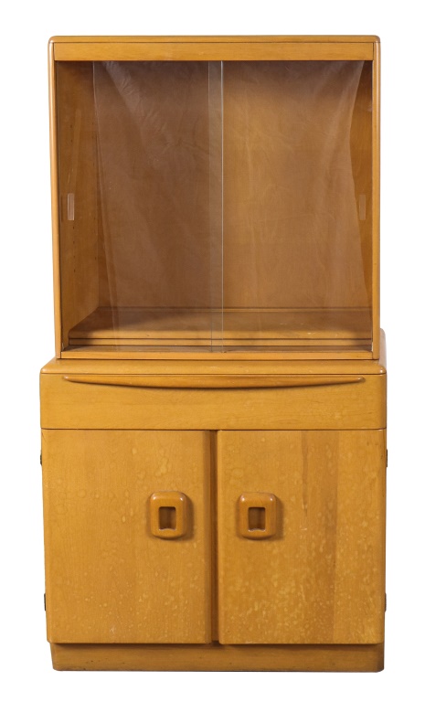 Appraisal: HEYWOOD WAKEFIELD BLONDE WOOD CABINET Mid-century Modern blonde wood display