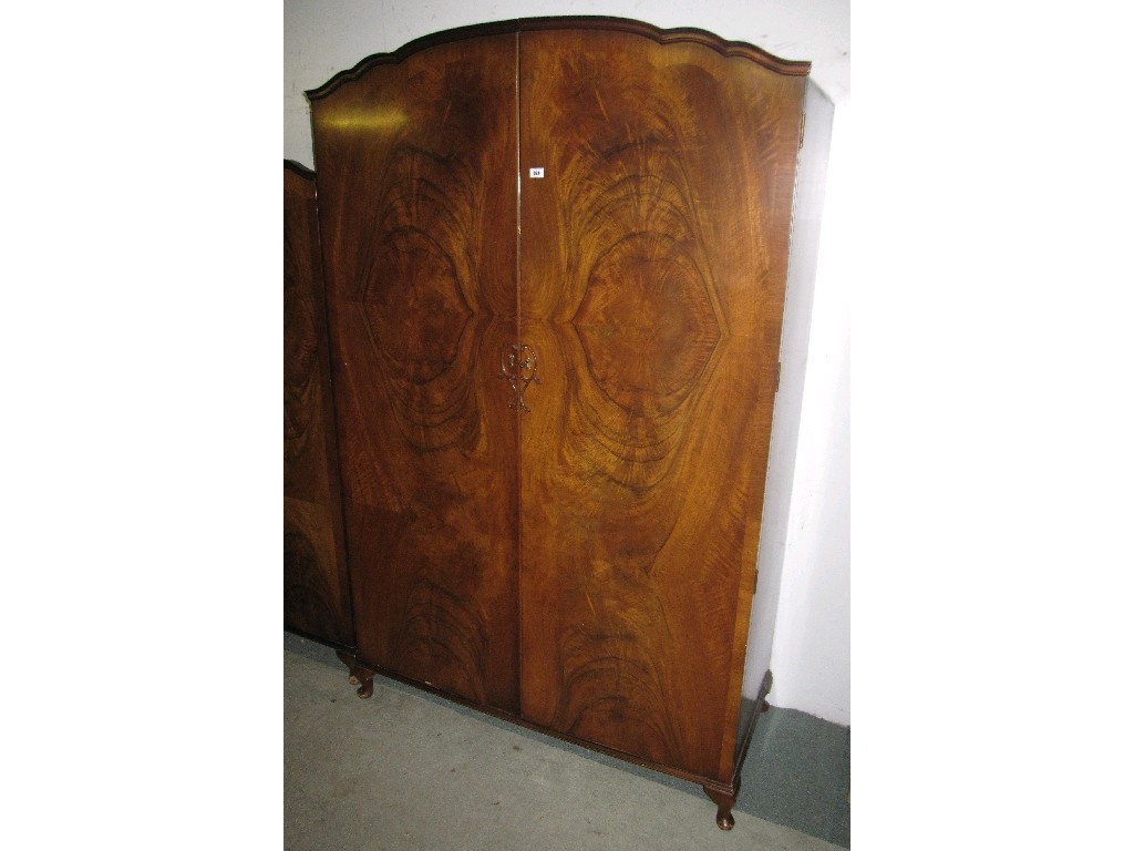 Appraisal: Three piece mahogany bedroom suite comprising ladies and gents wardrobes