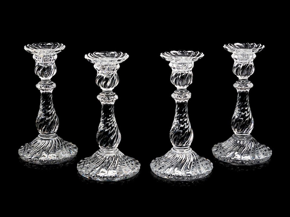 Appraisal: A Set of Four Molded Glass Candlesticks Four Baccarat Molded