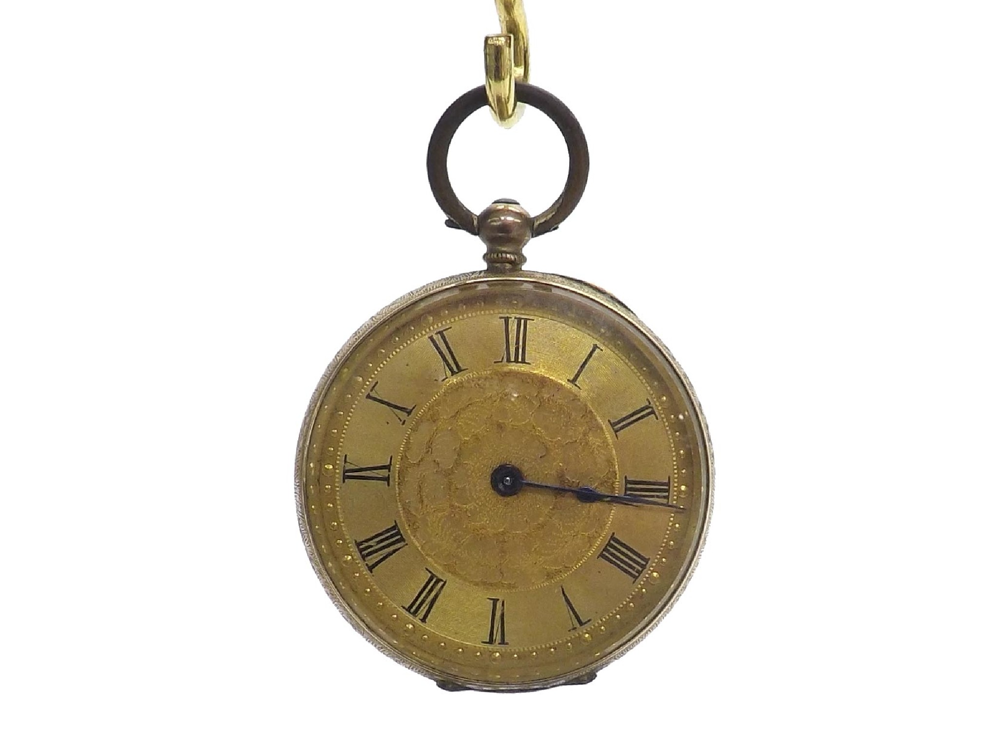 Appraisal: k cylinder fob watch with a gilt dial and foliate