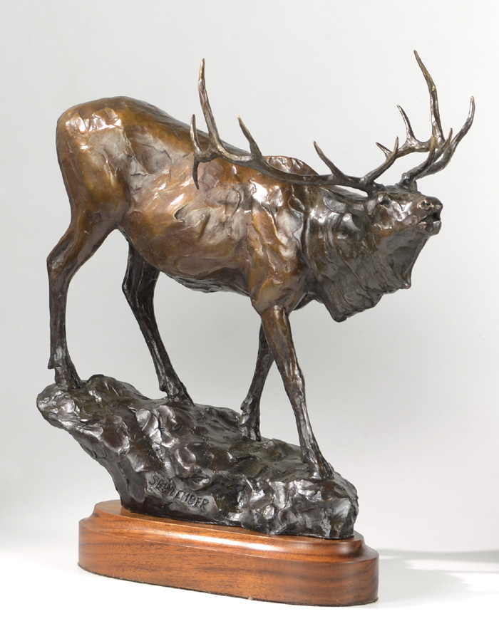 Appraisal: MELVIN JOHANSEN CALIF IDAHO B BRONZE WILDLIFE SCULPTURE September bull