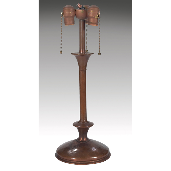 Appraisal: George H Trautmann lamp base in hammered copper with a