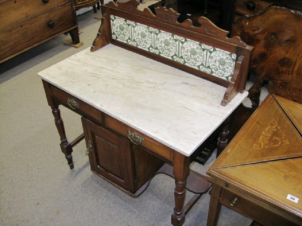 Appraisal: Victorian marble topped washstand with filed splashback