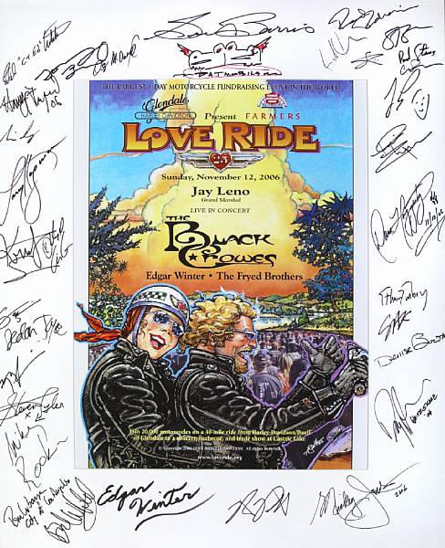 Appraisal: A Love Ride poster signed by Jay Leno Robert Patrick