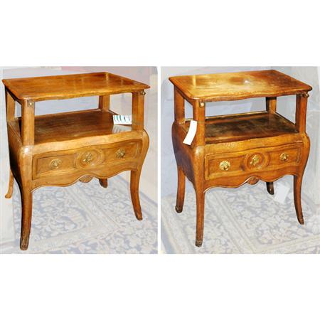 Appraisal: Pair of Continental Rococo Style Walnut Bedside Tables Estimate -