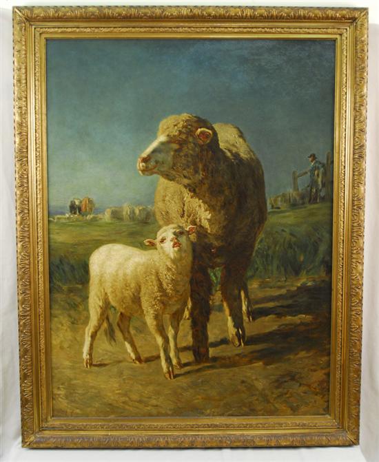 Appraisal: CONSTANT TROYON French - BREBIS ET SON AGNEAU oil on